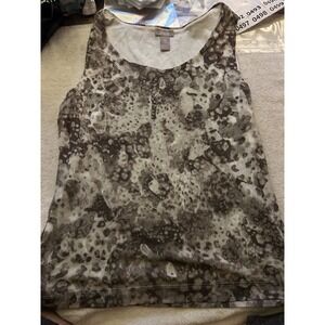 Chico's Women's Small Sleeveless Abstract Print Layered Chiffon‎ Tank Top